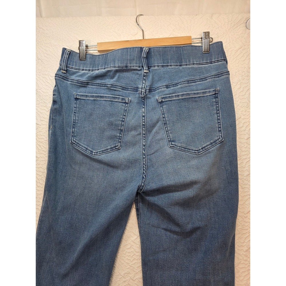 Quince Nina Pull on Stretch Flare Jeans Women Size L Laguna Blue Excellent Denim - Picture 9 of 12